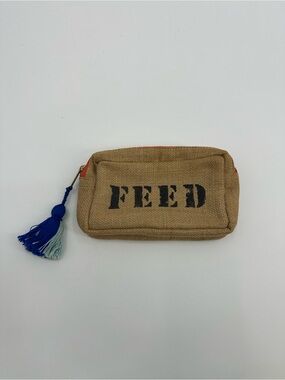 FEED Natural Jute Cosmetic Pouch with Blue Tassel